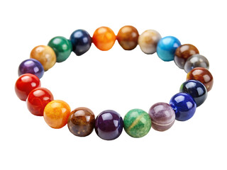  A Multicolored Bead Bracelet of Gemstones  isolated on white background ,PNG. AI Generated