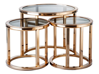 A Modern Nest of Tables With Glass Tops for a Chic and Stylish Living Room  isolated on white background ,PNG. AI Generated
