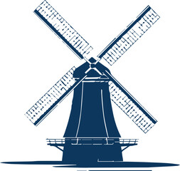 windmill vector eco energy outline countryside structure graphic icon