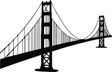 bridge silhouette suspension landmark vector urban skyline clipart