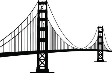 bridge silhouette suspension landmark vector cityscape icon art