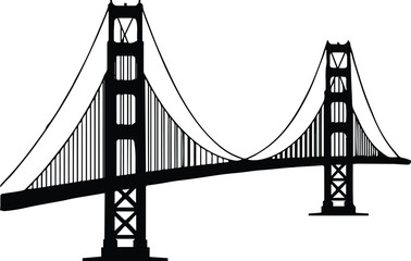 bridge silhouette suspension landmark vector skyline architecture