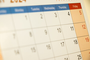 Calender close up background for business schedule planning appointment meeting concept