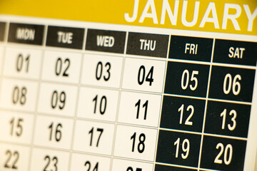 Calender closeup for new year or business meeting concept