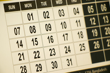 Calender close up background for business schedule planning appointment meeting concept