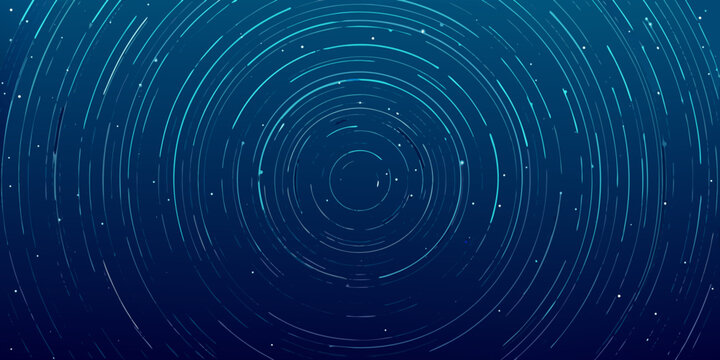 Abstract blue concentric circles with scattered sparkles create a calming background
