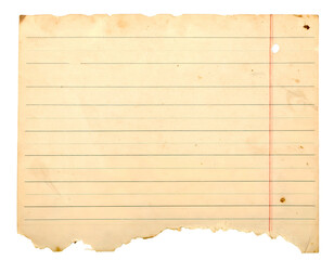 Fototapeta premium Aged, lined paper with torn edges and stains, grunge background
