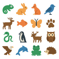Fototapeta premium Zoological Menagerie: A vibrant illustration showcasing a collection of diverse animals from around the world, each rendered in a distinct and charming style.