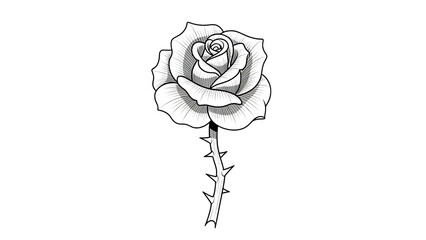 Beautiful black and white rose illustration