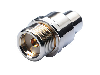  A Polished Metal Connector Reflecting Light Against  isolated on white background ,PNG. AI Generated