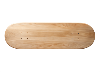  A Pristine Wooden Skateboard Deck Ready for Customization  isolated on white background ,PNG. AI Generated