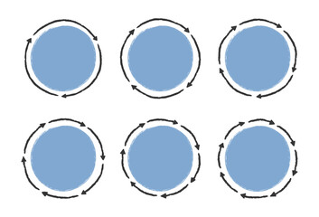 Hand drawn circular arrows with circle, diagram templates