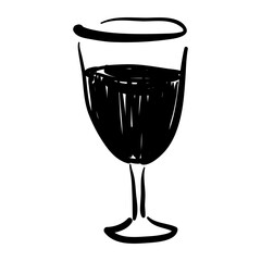 Doodle Hand-Drawn of Wine Glass Illustration