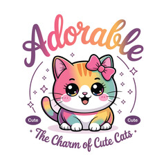 Adorable charm of cute cats sweet kitten face with purple text vector