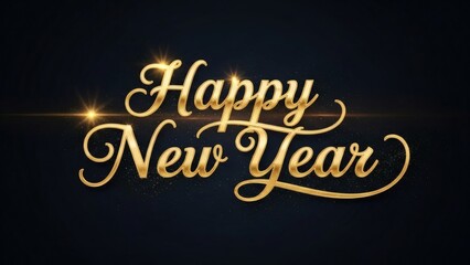 Obraz premium Happy new year golden calligraphic text on a dark festive background