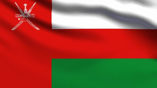 Full screen loop video of Oman flag waving