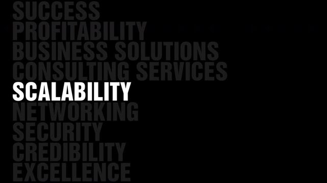 Business Related Words Black Background Loop