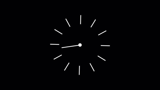 Simple Minimalist Clock Face Indicator, White Rotating Hand on Black Background Motion Graphic Loop 4k video animation seamless loop