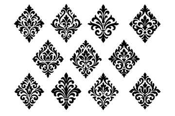 Damask Ornament Pattern with Vintage Floral Design