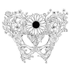 Floral Pelvis Anatomy Line Art