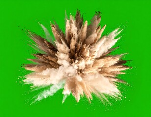Explosion of colored powder against a vibrant green background