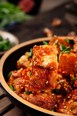 Crispy Chinese Pork Belly - Traditional Five-Spice Dish with Sesame