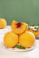 Fresh Yellow Peaches with Vitamins - Studio Food Photography