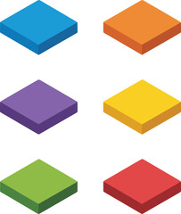 Isometric geometric 3D shapes set, cube pyramid steps blocks illustration, abstract construction elements, modern minimal design collection