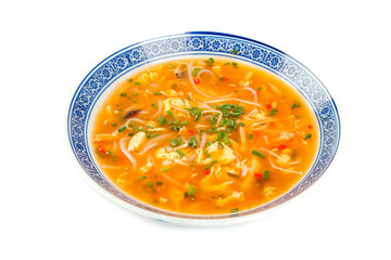 Hot and Sour Chinese Soup with Noodles and Egg