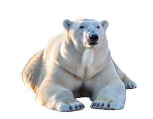 Powerful polar bear displaying thick white fur high resolution photo in a white background