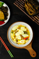 Traditional Chinese Soup with Potato and Pickled Vegetables