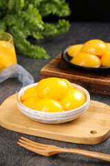Fresh Yellow Peaches in Ceramic Bowl - Dangshan Fruit Flat Lay