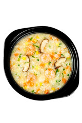 Shrimp and Mushroom Congee - Chinese Breakfast Bowl