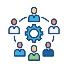 Team business meeting with teamwork and collaboration vector icon
