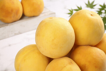 Fresh Yellow Peaches Studio Still Life Photography