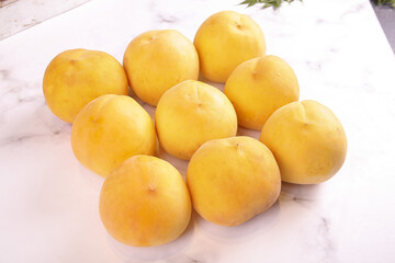 Fresh Yellow Peaches on Marble - Studio Still Life