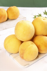 Fresh Yellow Peaches Indoor Studio Food Photography with Texture