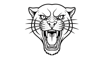 Angry panther head illustration with open mouth