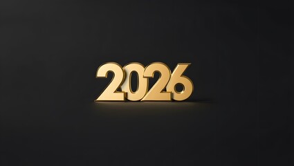 Golden 2026 Year Numbers on Dark Background for New Year Celebration