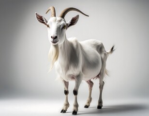 Fototapeta premium Shaggy coated goat standing in profile high resolution photo in a white background