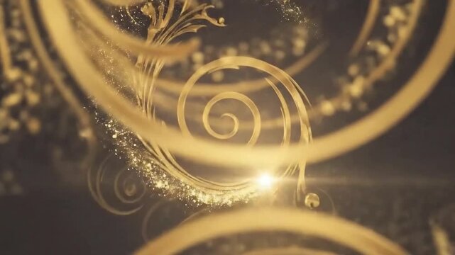 Elegant Golden Swirls and Sparkles Abstract Background.