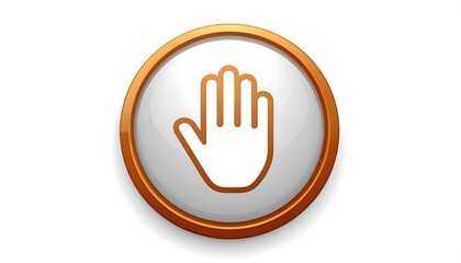 Obraz premium A glossy button displays a hand outline, signaling 
