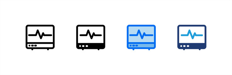 Cardiogram icon multiple style collection. Vector illustration.