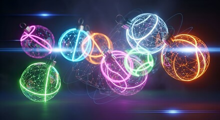 Celebrate the future with vibrant neon Christmas ornaments, a modern twist on holiday traditions perfect for tech-savvy campaigns and festive designs