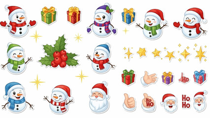 Collection of Festive Christmas Characters and Holiday Elements.
