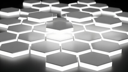 Abstract Glowing Hexagon Technology Background