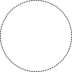 Dashed circle frame border element, simple black line drawing, isolated on