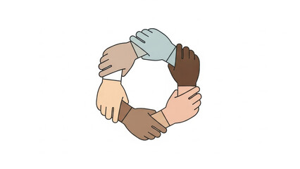 interracial hands united in a compassionate circle symbolizing unity and diversity in community