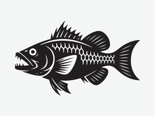 Snapper fish, big bass fish design art silhouette sector, Snapper turning action silhouette vector illustration