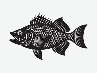 Snapper fish, big bass fish design art silhouette sector, Snapper turning action silhouette vector illustration